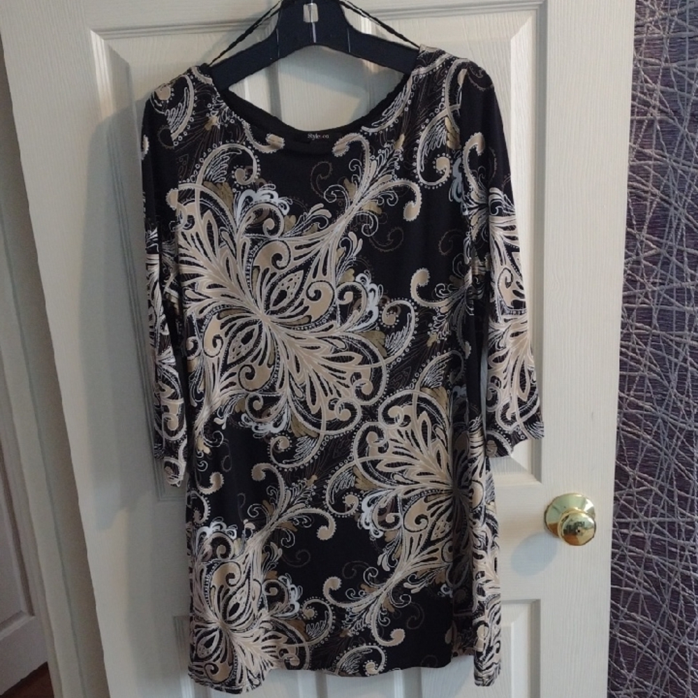 Black & Cream Printed Long Sleeve Women's Top
